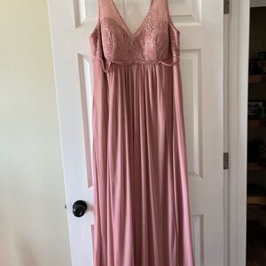 Azazie Pink Lace Maxi Dress